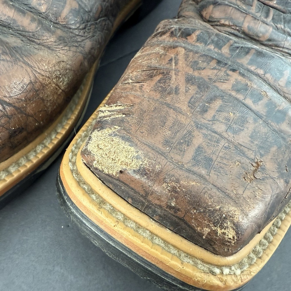 Justin Derrickman Brown Crocodile Print Comp Toe Work Boot Mens 9D Style WK4833 - Picture 2 of 16